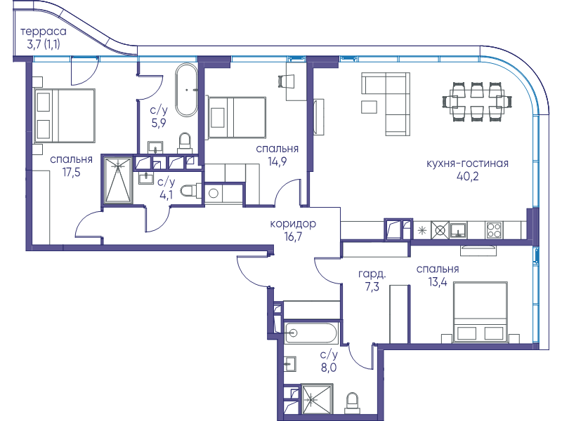 5 ккв (Евро) 167,6 м²