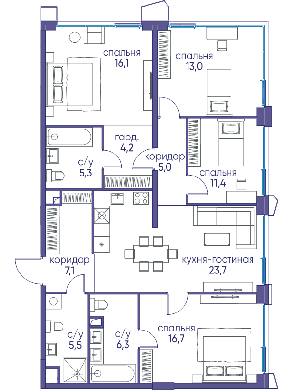 5 ккв (Евро) 114,3 м²