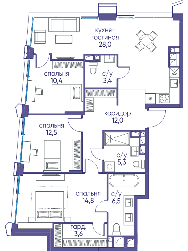 4 ккв (Евро) 99,4 м²