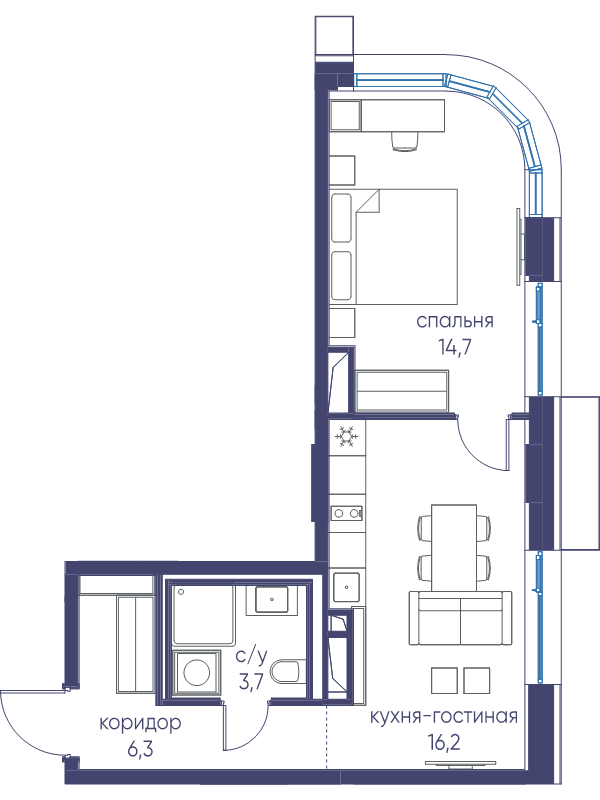 2 ккв (Евро) 40,9 м²