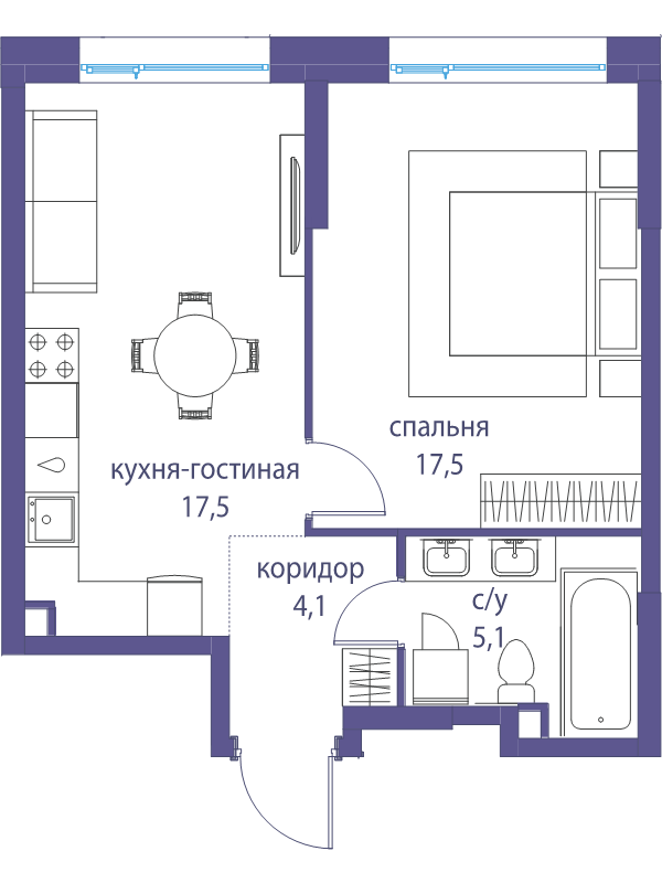 2 ккв (Евро) 44,2 м²