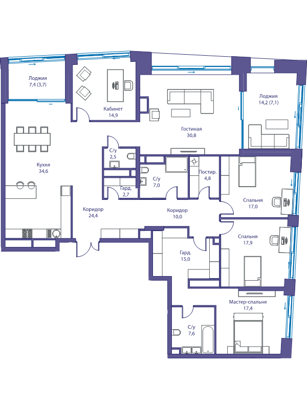 6 ккв (Евро) 217,4 м²