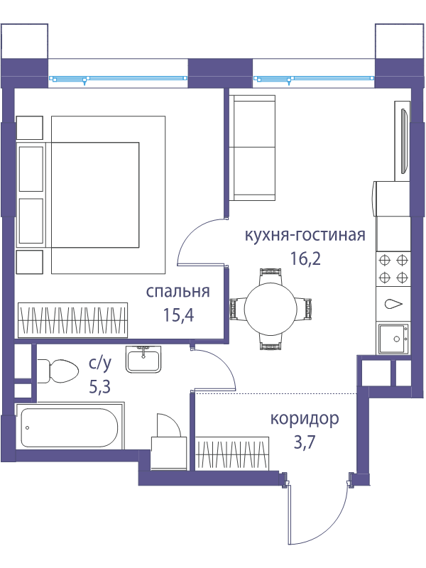 2 ккв (Евро) 40,6 м²