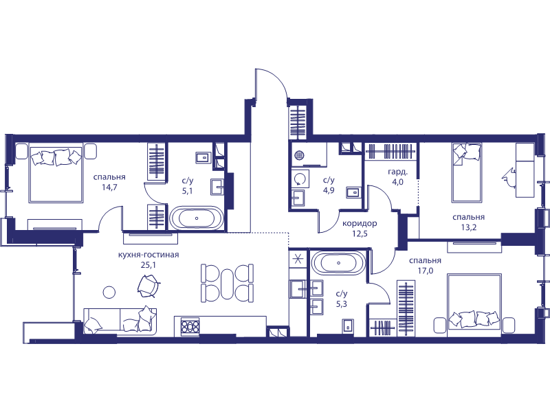 4 ккв (Евро) 101,8 м²