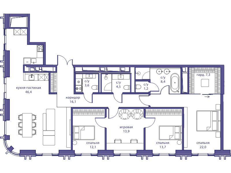5 ккв (Евро) 149,2 м²