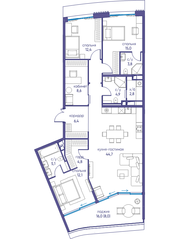 5 ккв (Евро) 128,6 м²