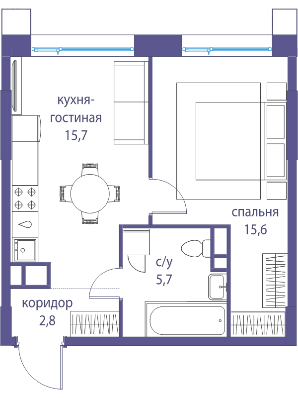 2 ккв (Евро) 39,8 м²