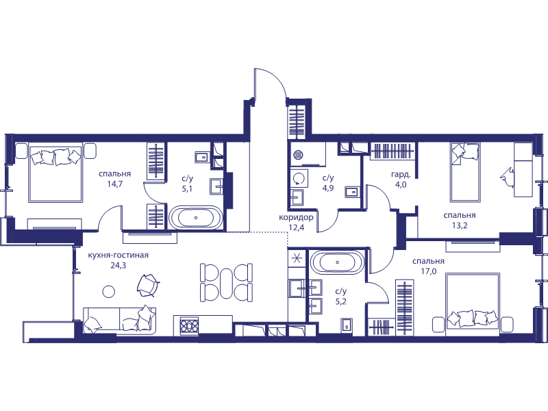 4 ккв (Евро) 100,8 м²