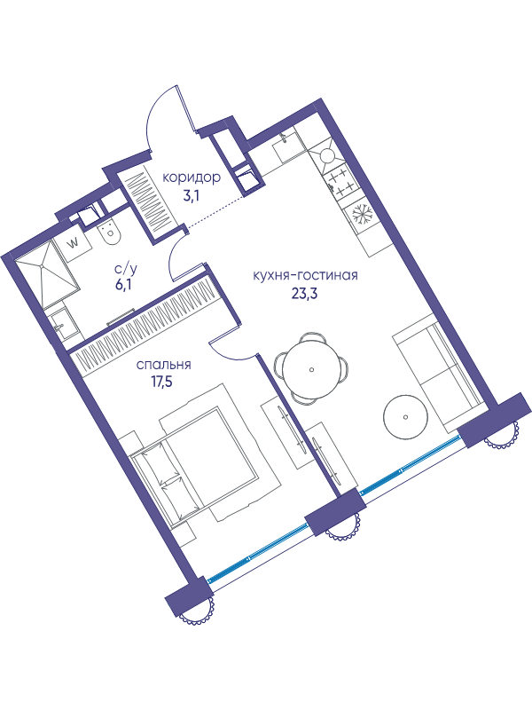 2 ккв (Евро) 50 м²