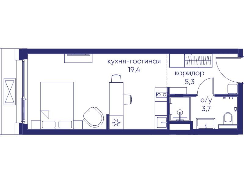 Студия 28,4 м²