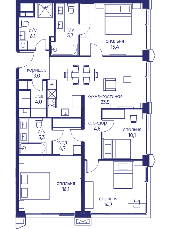 5 ккв (Евро) 112,7 м²
