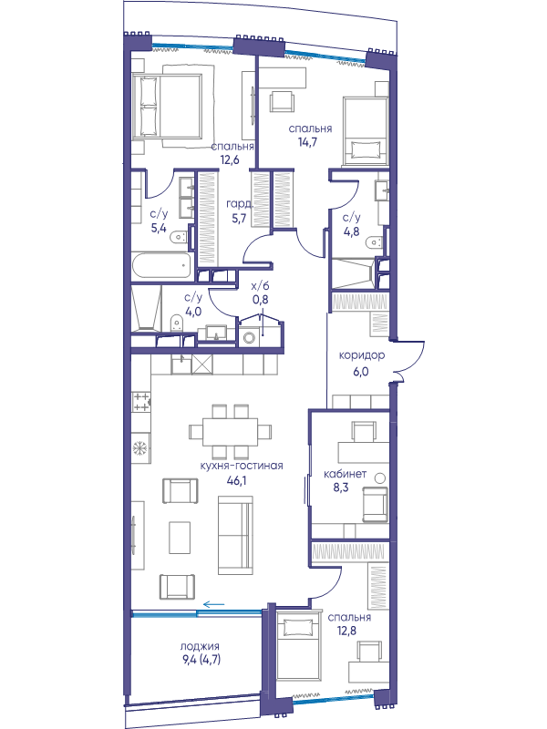 5 ккв (Евро) 125,9 м²