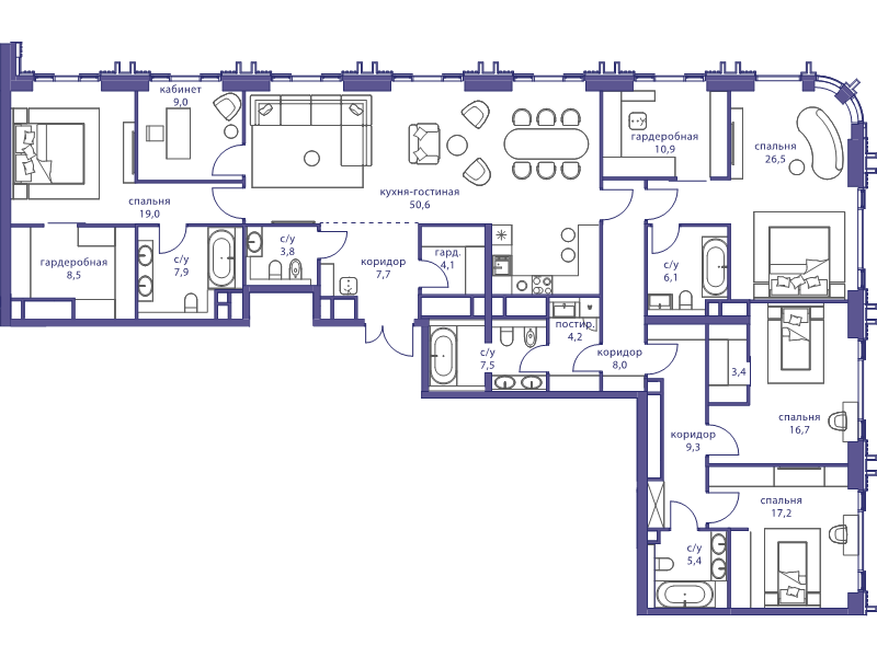 5 ккв (Евро) 228 м²