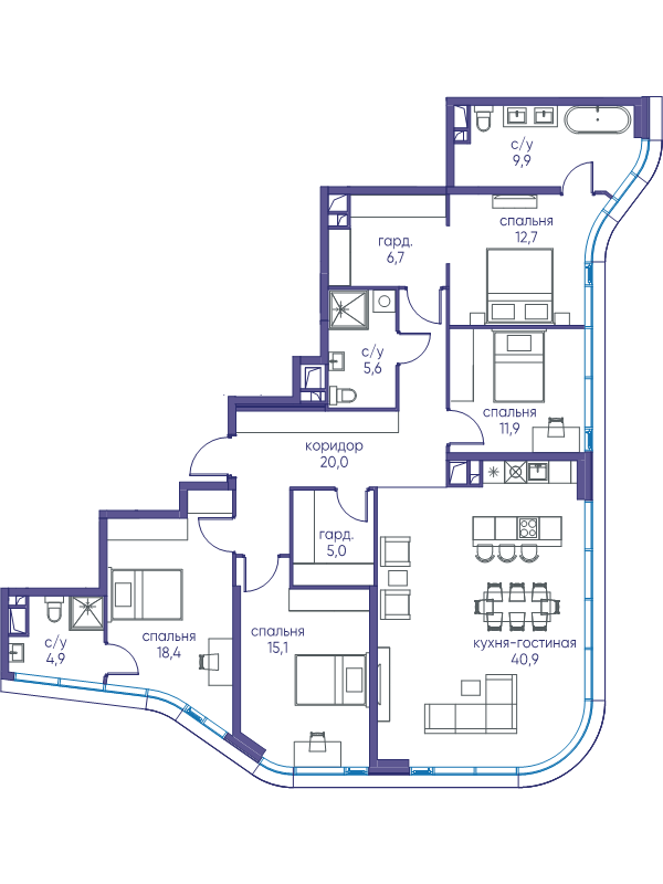 5 ккв (Евро) 151,3 м²