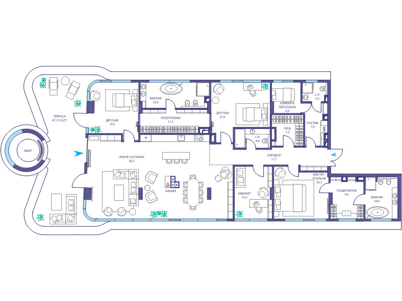 6 ккв (Евро) 263,4 м²