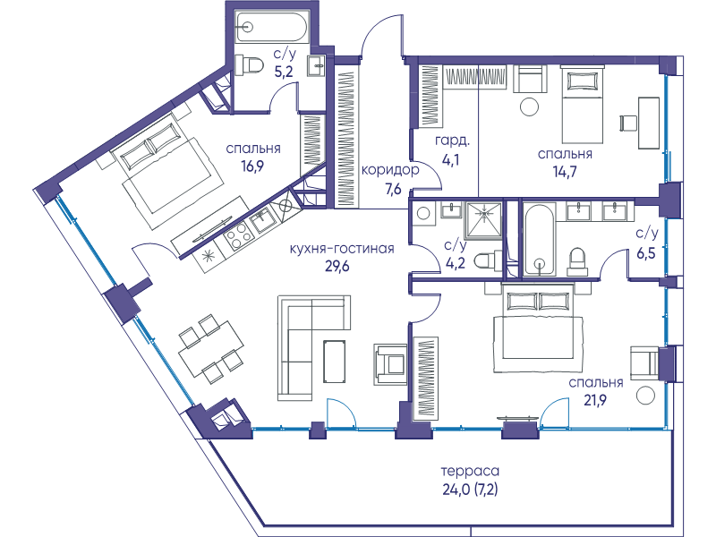 4 ккв (Евро) 117,9 м²