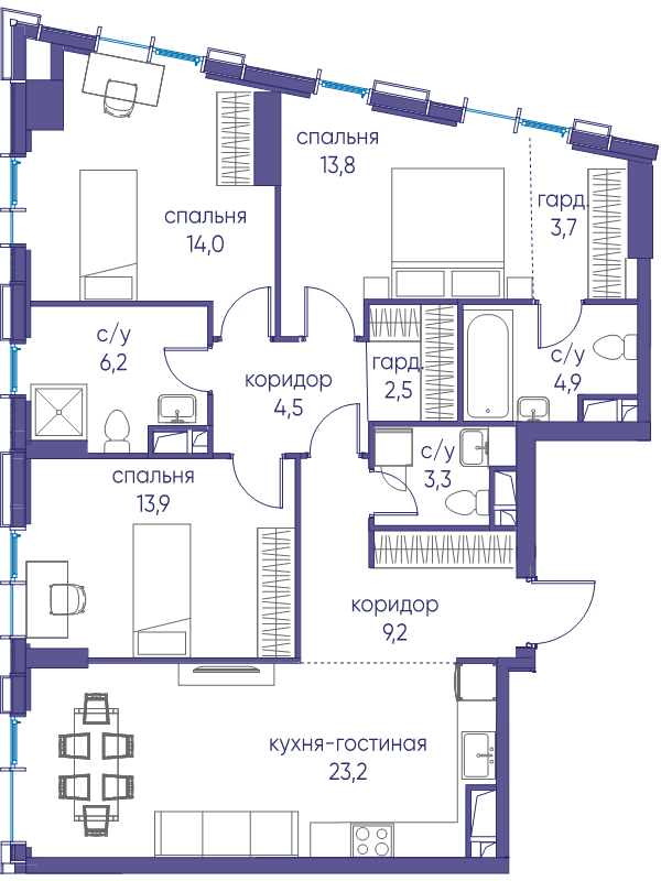 4 ккв (Евро) 99,2 м²