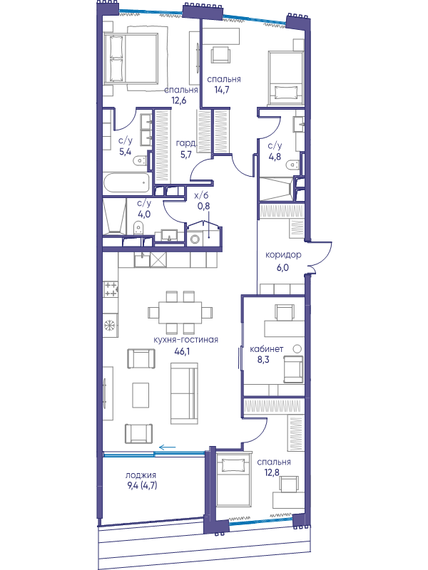 5 ккв (Евро) 125,9 м²