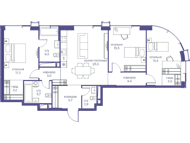 4 ккв (Евро) 107,8 м²
