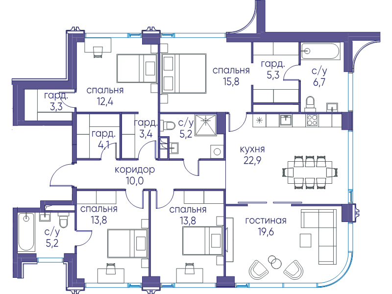 6 ккв (Евро) 140,7 м²