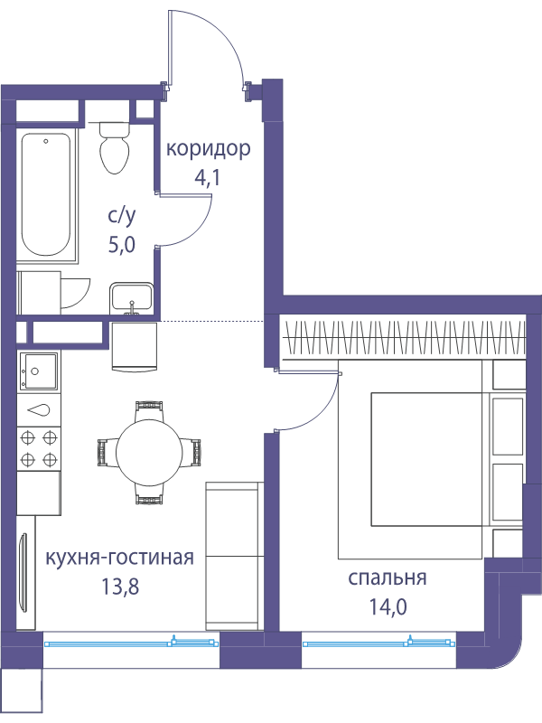 1 ккв 36,9 м²