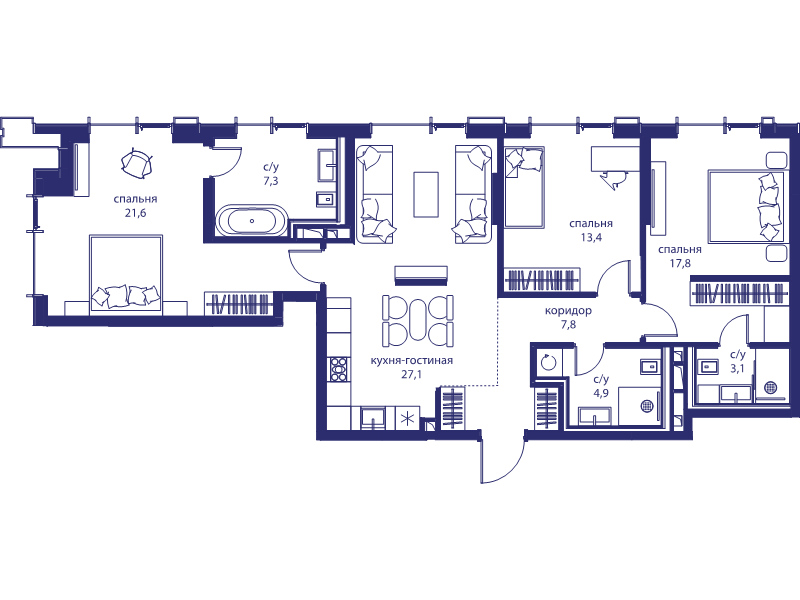 4 ккв (Евро) 103 м²