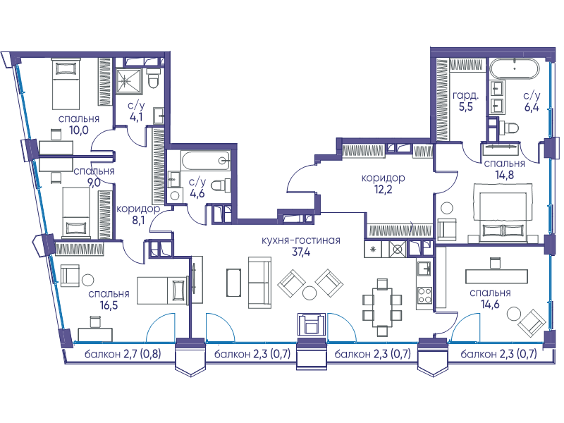 6 ккв (Евро) 146 м²