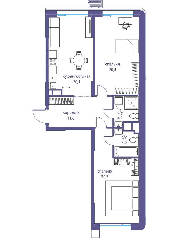 3 ккв (Евро) 80,8 м²