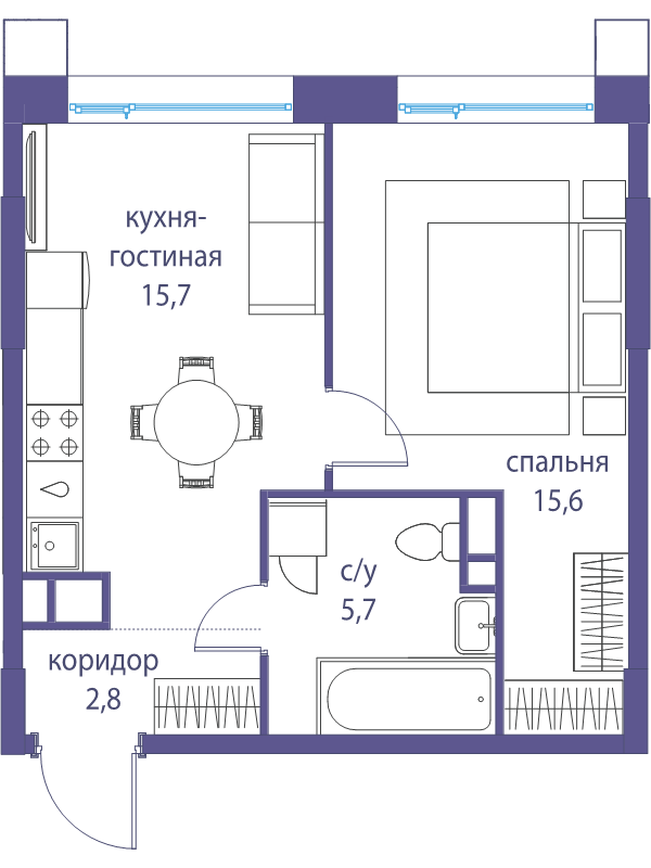 2 ккв (Евро) 39,8 м²