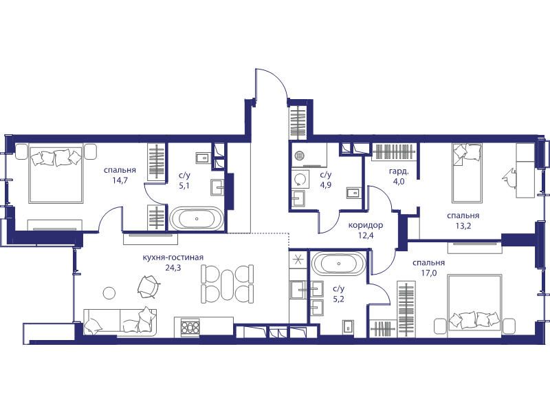 4 ккв (Евро) 100,8 м²