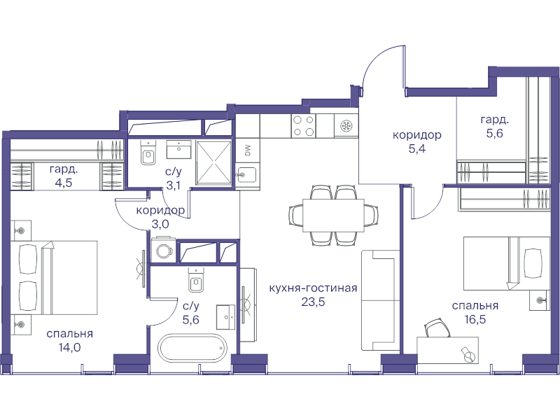 3 ккв (Евро) 81,2 м²