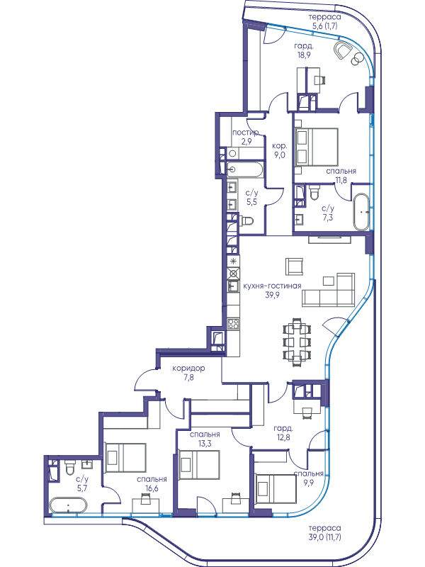 5 ккв (Евро) 174,8 м²