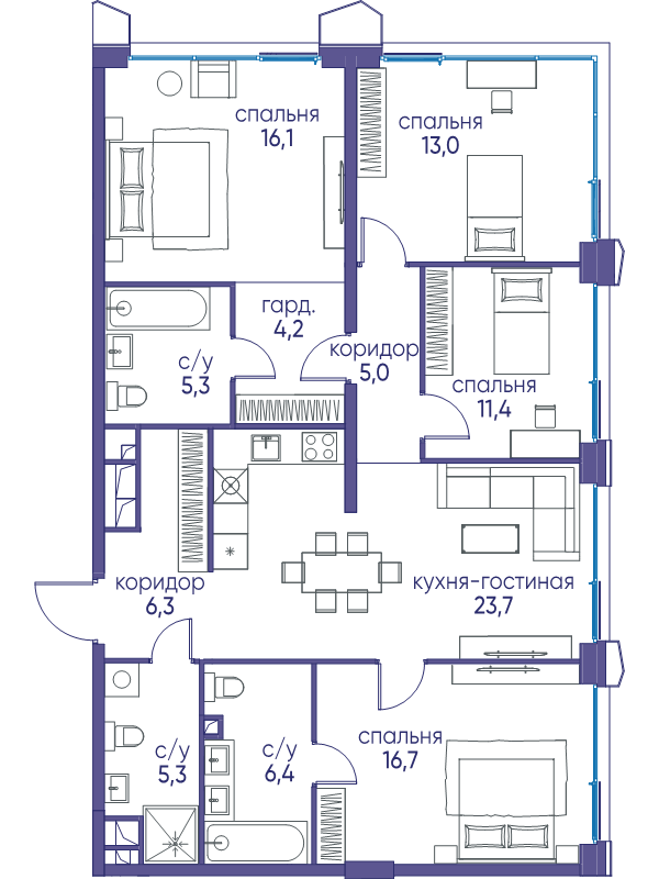 5 ккв (Евро) 113,4 м²