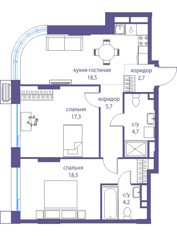 3 ккв (Евро) 71,6 м²