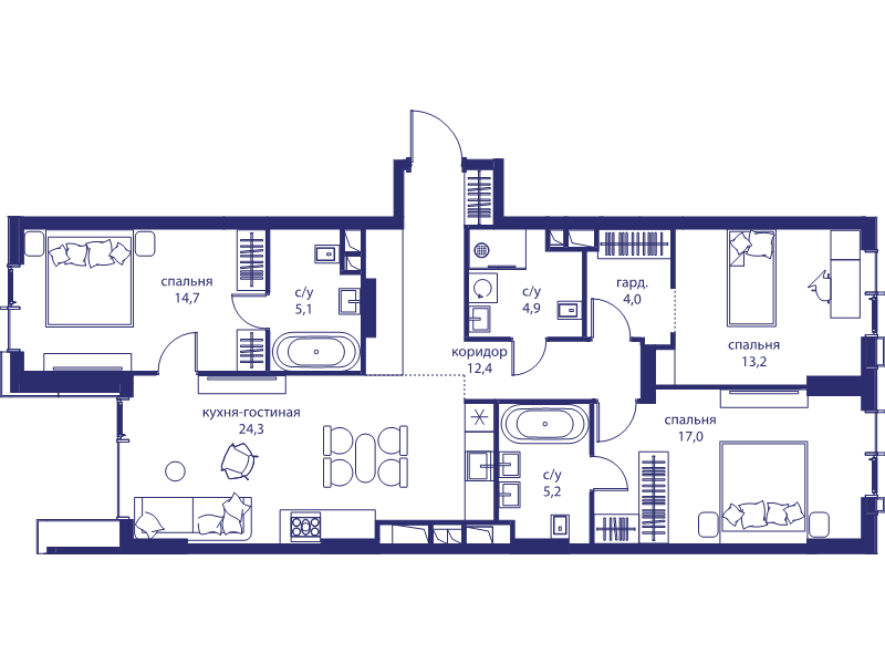 4 ккв (Евро) 100,8 м²