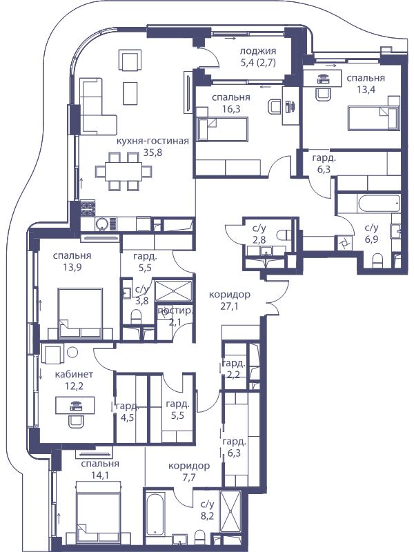 6 ккв (Евро) 197,3 м²