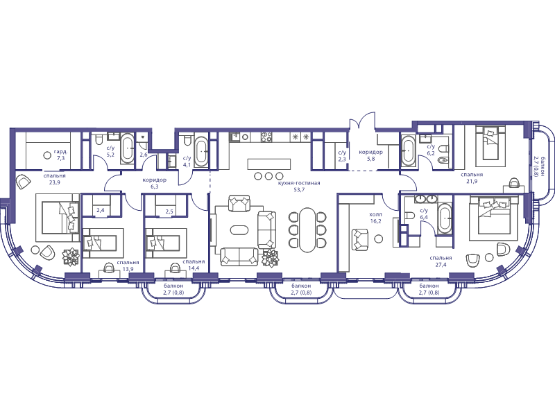 6 ккв (Евро) 227,6 м²