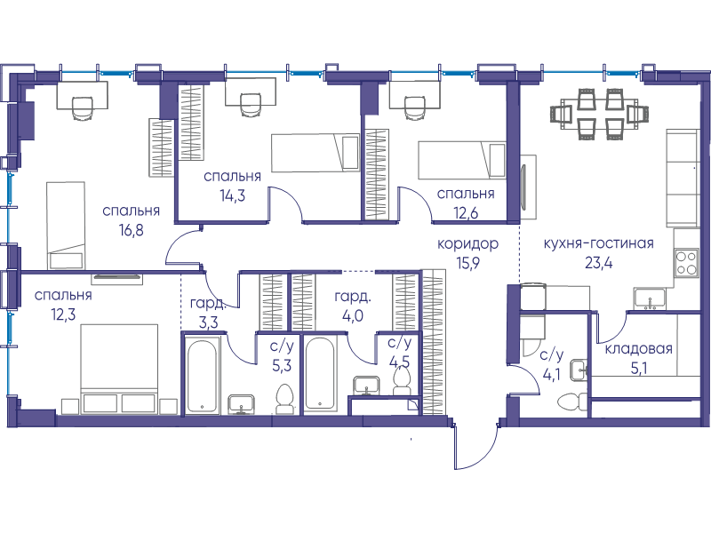 5 ккв (Евро) 121,9 м²