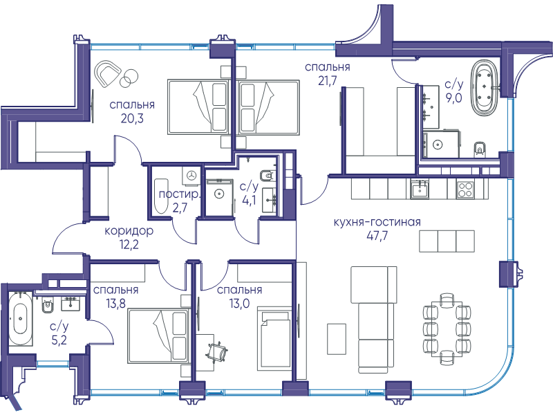 4 ккв 149,7 м²