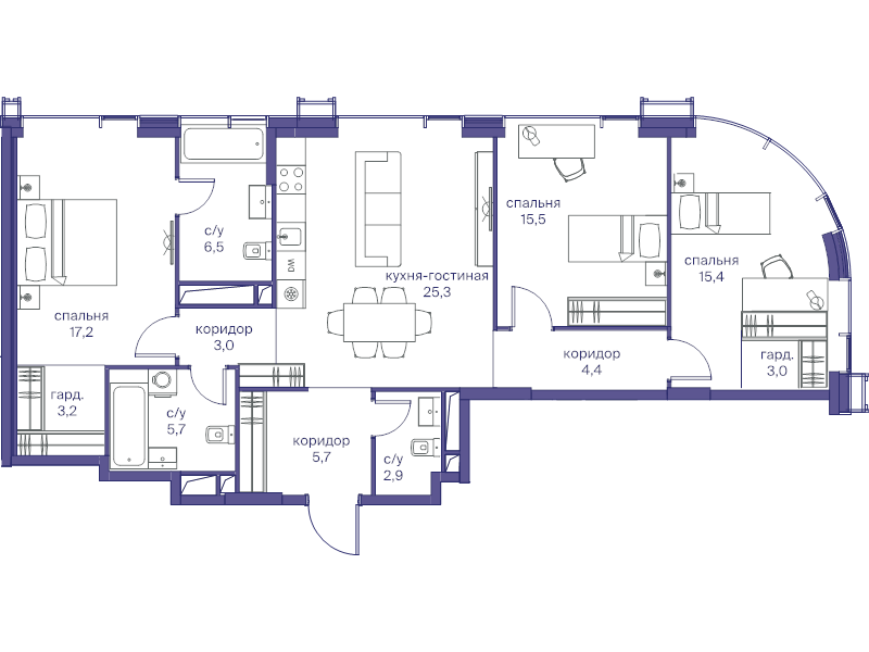 4 ккв (Евро) 107,8 м²