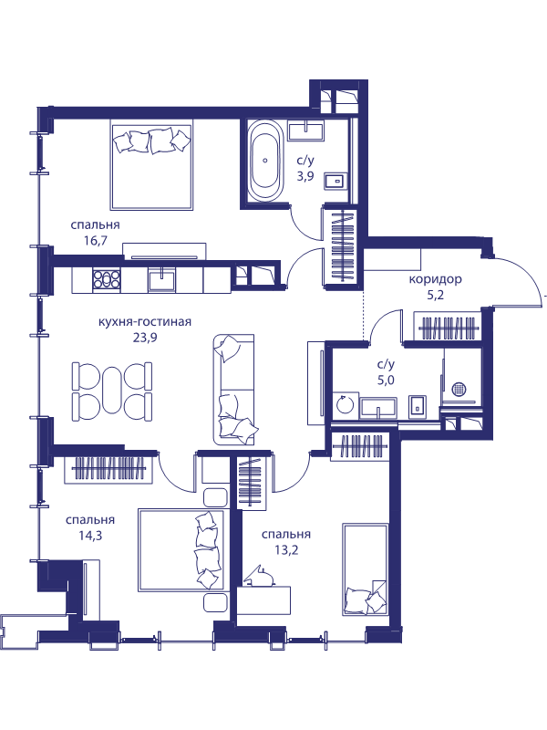 4 ккв (Евро) 82,2 м²