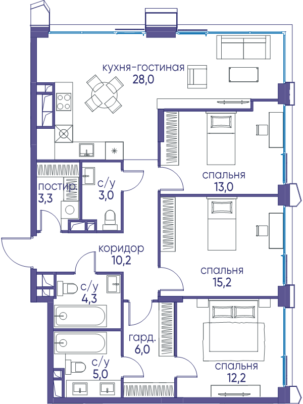 4 ккв (Евро) 100,2 м²