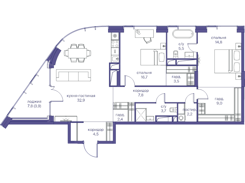 3 ккв (Евро) 106,9 м²