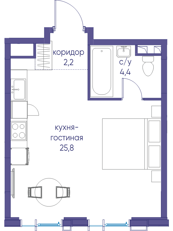 Студия 32,4 м²