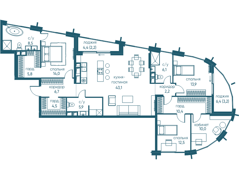 5 ккв (Евро) 148,7 м²