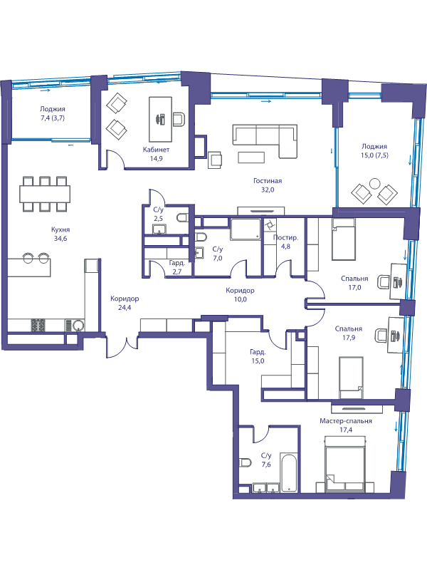 6 ккв (Евро) 219 м²