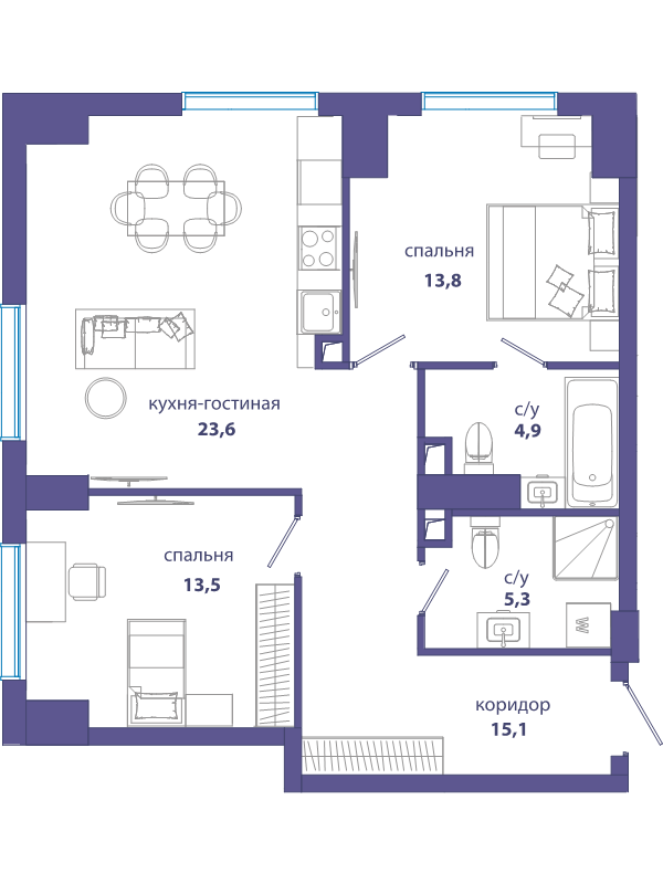 3 ккв (Евро) 76,2 м²
