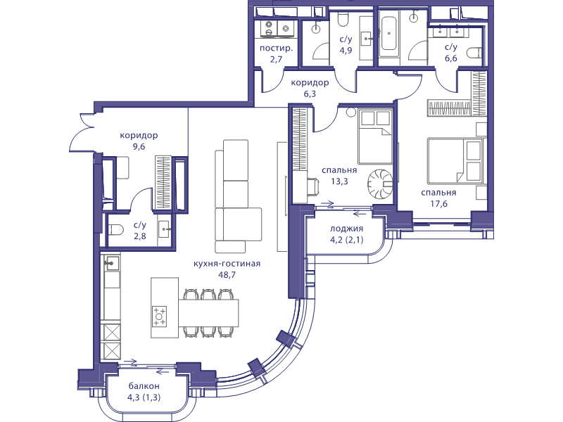 3 ккв (Евро) 115,9 м²