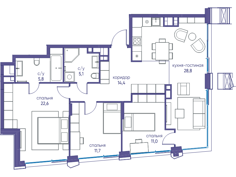 4 ккв (Евро) 99,4 м²