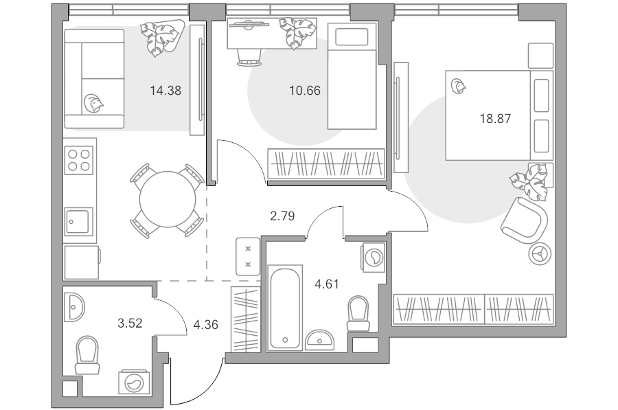 2 ккв 59,2 м²